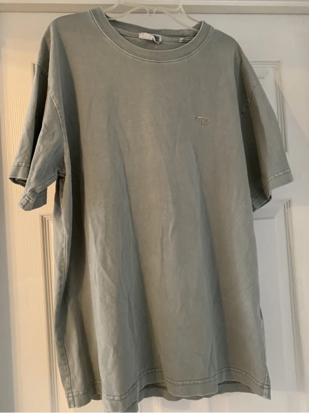 Kith LAX Logo T-Shirt Khaki Sage Green Pigment Dyed Size Large